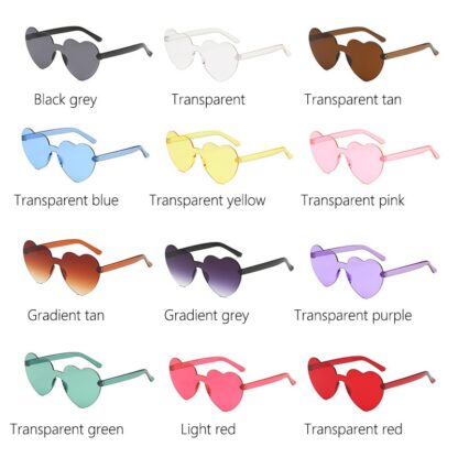 2022 Women Fashion Colors Polarized Heart Shape Tinted Party Sunglasses Girls Vintage UV400 Colors Rimless Female Sun Glasses 4