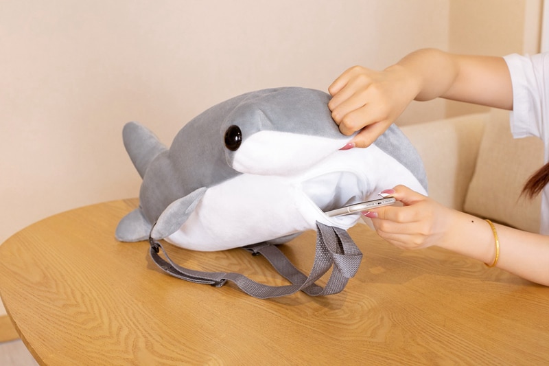 shark bite plush backpack