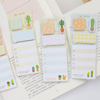 1pc Cute Cactus Kawaii Memo Pad Sticky Notes Cute Office Supplies Bookmark Paper Scrapbooking Sticker 1