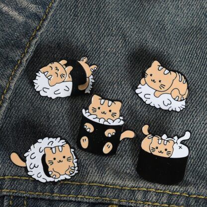 kitty rice balls - enamel pins 1