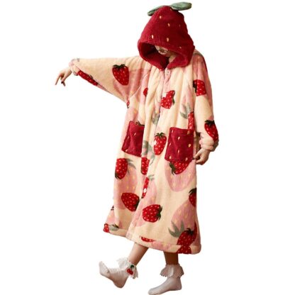 cozy strawberry robe - hooded 3